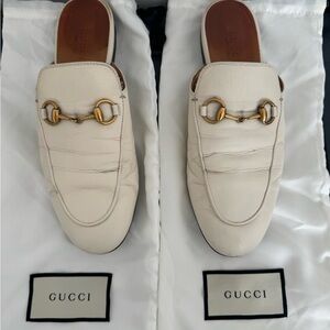 Gucci Ivory Princetown Leather Mule Slides Women's Size 35.5
